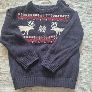 Gymboree Navy Blue Sweater with Red and White Pattern